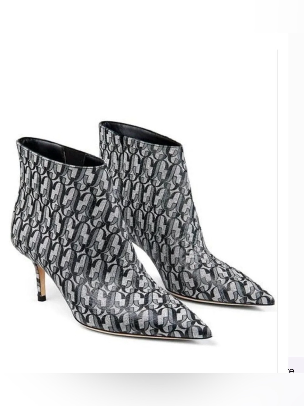 Jimmy Choo Marinda 65 Monogram Glitter Kitten Heel Booties EU 36.5 / US 6.5